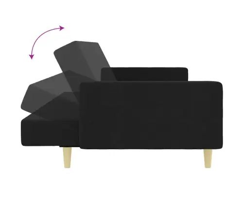 Dvivietė Sofa-Lova Su Pakoja, Juodos Spalvos, Audinys