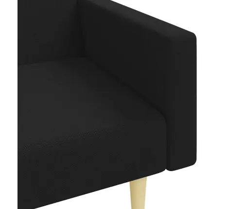 Dvivietė Sofa-Lova Su Pakoja, Juodos Spalvos, Audinys