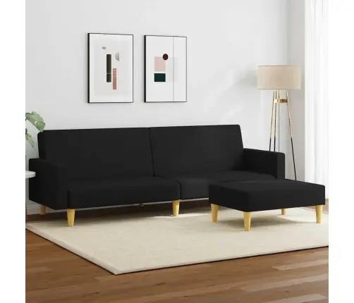 Dvivietė Sofa-Lova Su Pakoja, Juodos Spalvos, Audinys