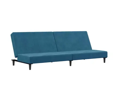 Dvivietė Sofa-Lova Su Pakoja, Mėlynos Spalvos, Aksomas