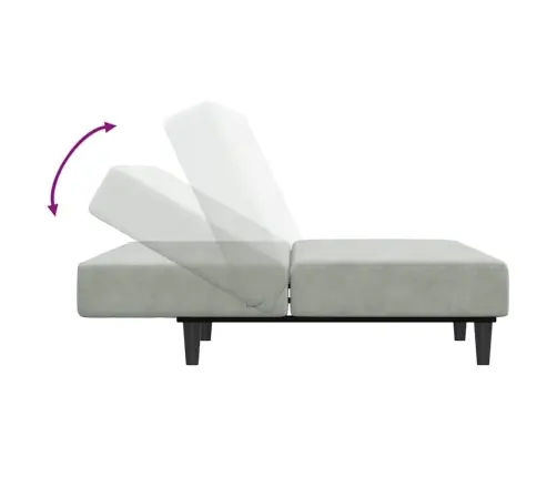 Dvivietė Sofa-Lova Su Pakoja, Šviesiai Pilkos Spalvos, Aksomas
