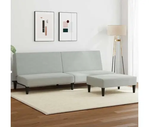 Dvivietė Sofa-Lova Su Pakoja, Šviesiai Pilkos Spalvos, Aksomas