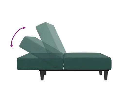 2-Vietīga Dīvāngulta Ar Kāju Balstu, Zaļš Samts Vidaxl