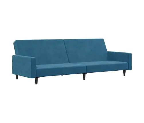 2-Vietīga Dīvāngulta Ar Kāju Balstu, Zils Samts Vidaxl