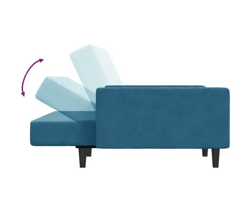 2-Vietīga Dīvāngulta Ar Kāju Balstu, Zils Samts Vidaxl