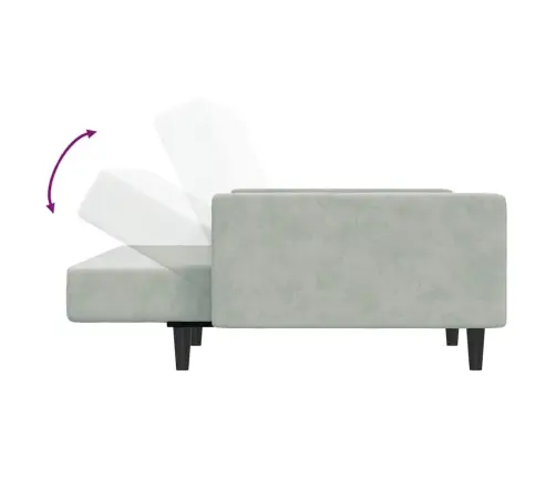 2-Vietīga Dīvāngulta Ar Kāju Balstu, Gaiši Pelēks Samts Vidaxl