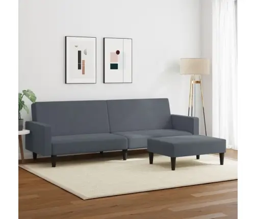 2-Vietīga Dīvāngulta Ar Kāju Balstu, Tumši Pelēks Samts Vidaxl