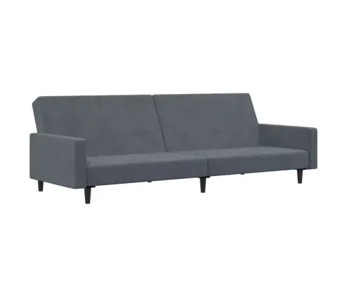 2-Vietīga Dīvāngulta Ar Kāju Balstu, Tumši Pelēks Samts Vidaxl