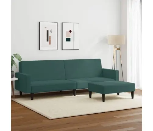 2-Vietīga Dīvāngulta Ar Kāju Balstu, Zaļš Samts Vidaxl