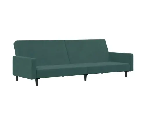 2-Vietīga Dīvāngulta Ar Kāju Balstu, Zaļš Samts Vidaxl