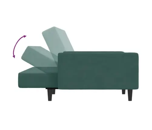 2-Vietīga Dīvāngulta Ar Kāju Balstu, Zaļš Samts Vidaxl