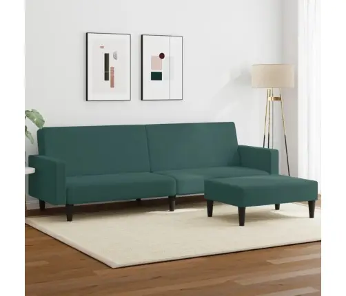 2-Vietīga Dīvāngulta Ar Kāju Balstu, Zaļš Samts Vidaxl