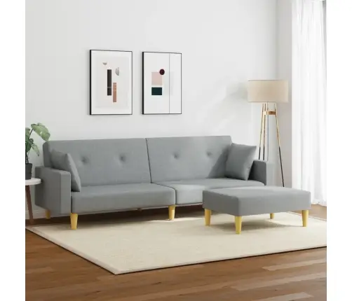 2-Vietīga Dīvāngulta Ar Kāju Balstu, Gaiši Pelēks Audums Vidaxl