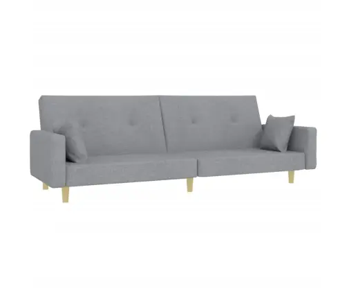 2-Vietīga Dīvāngulta Ar Kāju Balstu, Gaiši Pelēks Audums Vidaxl