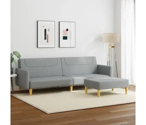 2-Vietīga Dīvāngulta Ar Kāju Balstu, Gaiši Pelēks Audums Vidaxl