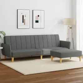Dvivietė Sofa-Lova Su Pakoja, Tamsiai Pilkos Spalvos, Audinys