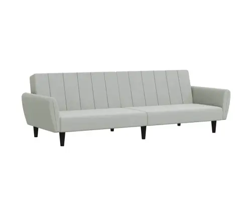 2-Vietīga Dīvāngulta Ar Kāju Balstu, Gaiši Pelēks Samts Vidaxl