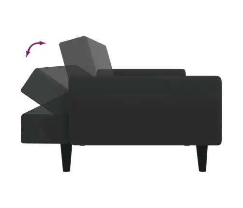 2-Vietīga Dīvāngulta Ar Kāju Balstu, Melns Samts Vidaxl