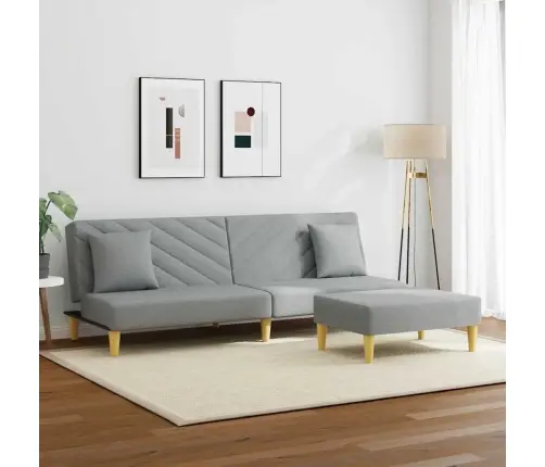 Dvivietė Sofa-Lova Su Pagalvėmis Ir Pakoja, Pilka, Audinys