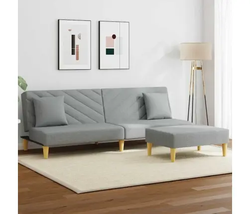 Dvivietė Sofa-Lova Su Pagalvėmis Ir Pakoja, Pilka, Audinys