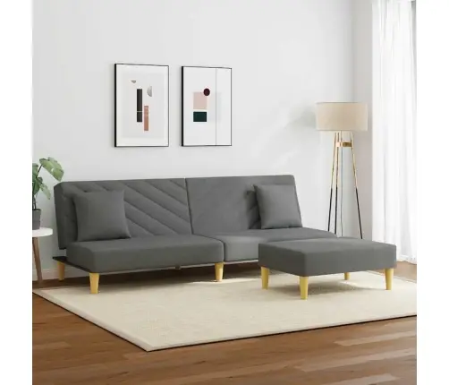 2-Vietīga Dīvāngulta Ar Spilveniem Un Kāju Balstu, Tumši Pelēks Vidaxl