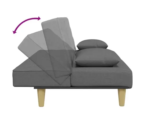 2-Vietīga Dīvāngulta Ar Spilveniem Un Kāju Balstu, Tumši Pelēks Vidaxl