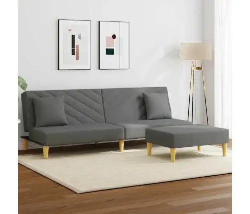 2-Vietīga Dīvāngulta Ar Spilveniem Un Kāju Balstu, Tumši Pelēks Vidaxl