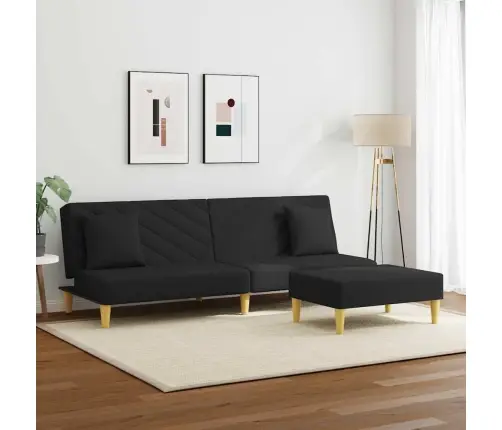 2-Kohaline Diivanvoodi, Patjade Ja Jalapingiga, Must, Kangas