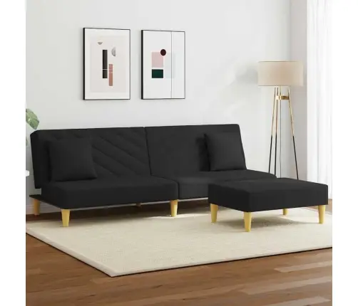 2-Kohaline Diivanvoodi, Patjade Ja Jalapingiga, Must, Kangas