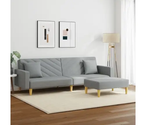 2-Vietīga Dīvāngulta Ar Spilveniem Un Kāju Balstu, Gaiši Pelēks Vidaxl