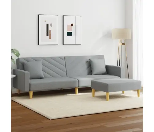 2-Vietīga Dīvāngulta Ar Spilveniem Un Kāju Balstu, Gaiši Pelēks Vidaxl