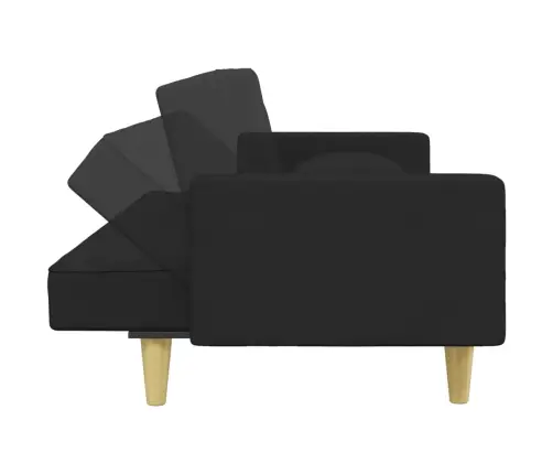 2-Vietīga Dīvāngulta Ar Spilveniem Un Kāju Balstu, Melns Audums Vidaxl