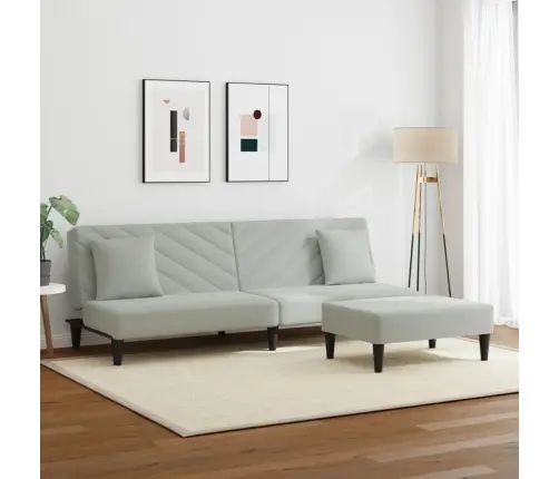 2-Osaline Diivanikomplekt Patjadega, Helehall, Samet