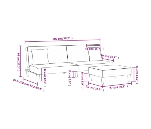 Divdaļīgs Dīvānu Komplekts Ar Spilveniem, Tumši Pelēks Samts Vidaxl