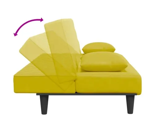 2-Osaline Diivanikomplekt Patjadega, Kollane, Samet