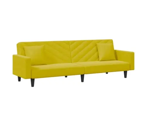 Sofos Komplektas Su Pagalvėmis, 2 Dalių, Geltonas, Aksomas