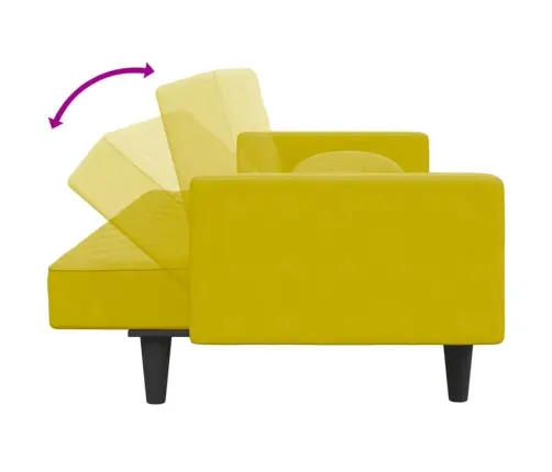 Sofos Komplektas Su Pagalvėmis, 2 Dalių, Geltonas, Aksomas