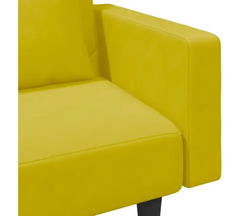 Sofos Komplektas Su Pagalvėmis, 2 Dalių, Geltonas, Aksomas