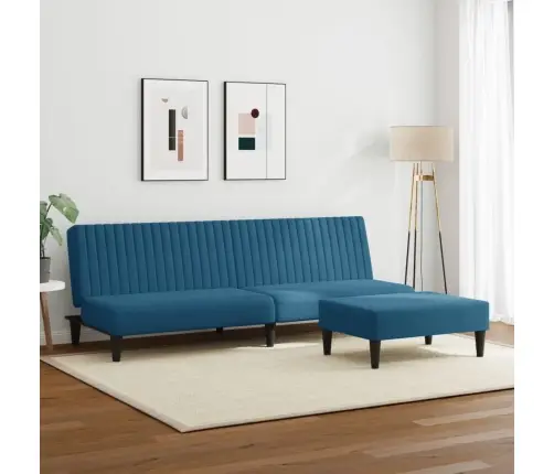 Divdaļīgs Dīvānu Komplekts, Zils Samts Vidaxl