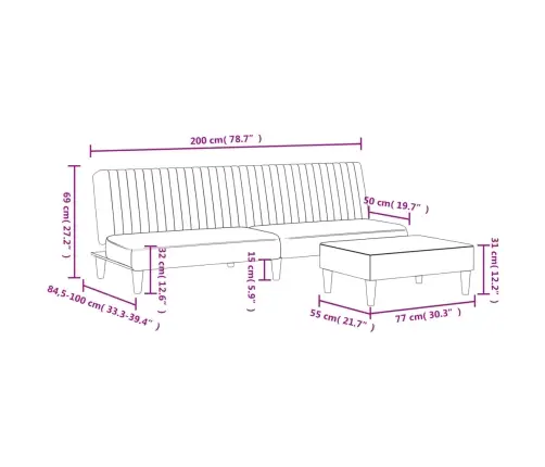 Divdaļīgs Dīvānu Komplekts, Zils Samts Vidaxl