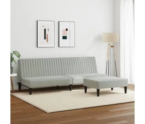 Divdaļīgs Dīvānu Komplekts, Gaiši Pelēks Samts Vidaxl