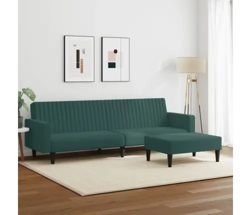 Divdaļīgs Dīvānu Komplekts, Tumši Zaļš Samts Vidaxl