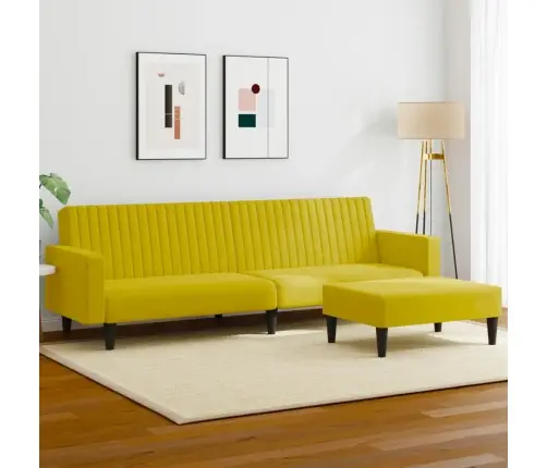 Divdaļīgs Dīvānu Komplekts, Dzeltens Samts Vidaxl