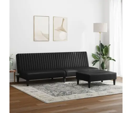 Divdaļīgs Dīvānu Komplekts, Melna Mākslīgā Āda Vidaxl