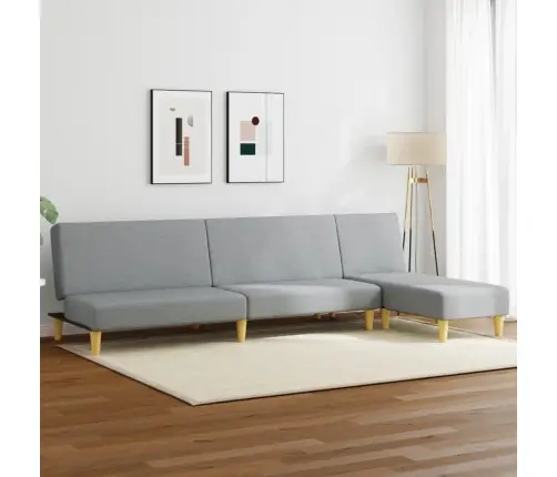 Divdaļīgs Dīvānu Komplekts, Gaiši Pelēks Audums Vidaxl