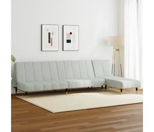 Divdaļīgs Dīvānu Komplekts, Gaiši Pelēks Samts Vidaxl