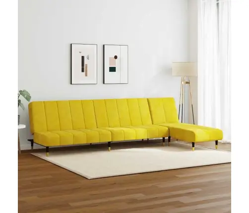 Divdaļīgs Dīvānu Komplekts, Dzeltens Samts Vidaxl