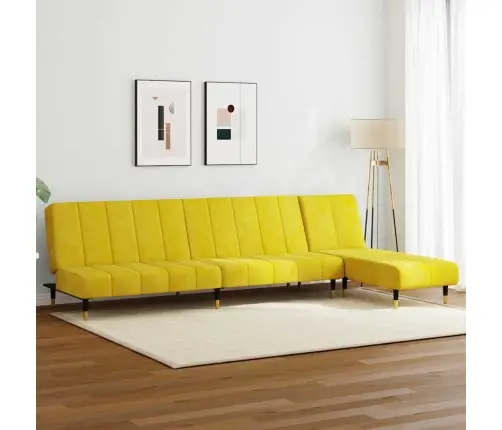 Divdaļīgs Dīvānu Komplekts, Dzeltens Samts Vidaxl