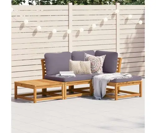 4-Daļīgs Dārza Atpūtas Mēbeļu Komplekts Ar Matračiem, Akācija Vidaxl