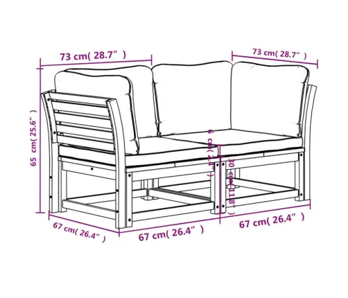 Divvietīgs Dārza Dīvāns Ar Matračiem, Akācijas Masīvkoks Vidaxl